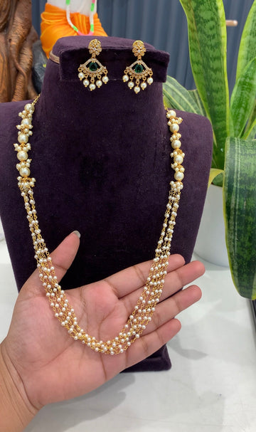 Beautiful customised pearls chain earrings 22-24inchs