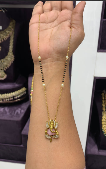 Beautiful Vinayak locket with Black beads
