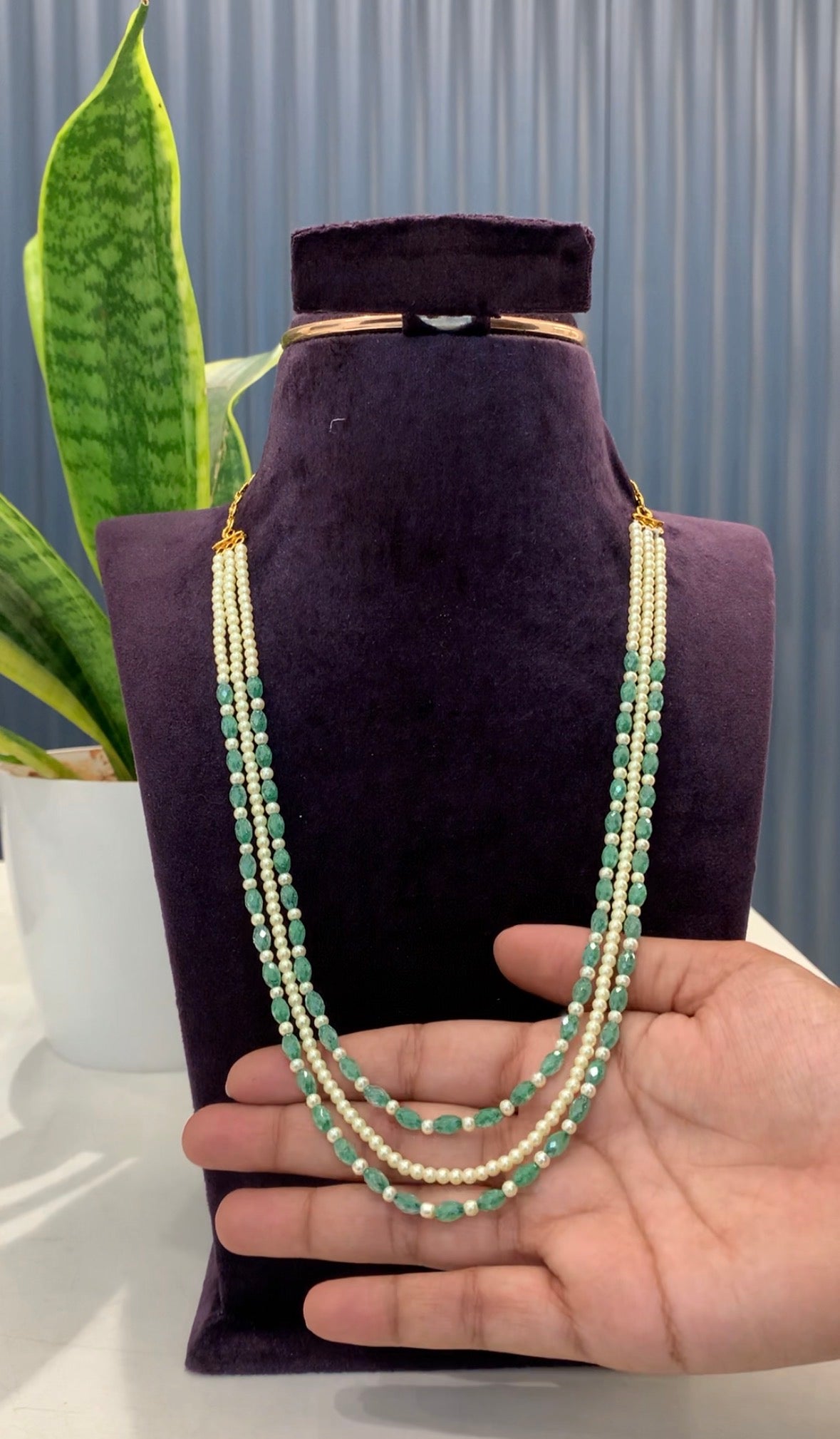 Beautiful customised green crystal Beads Set