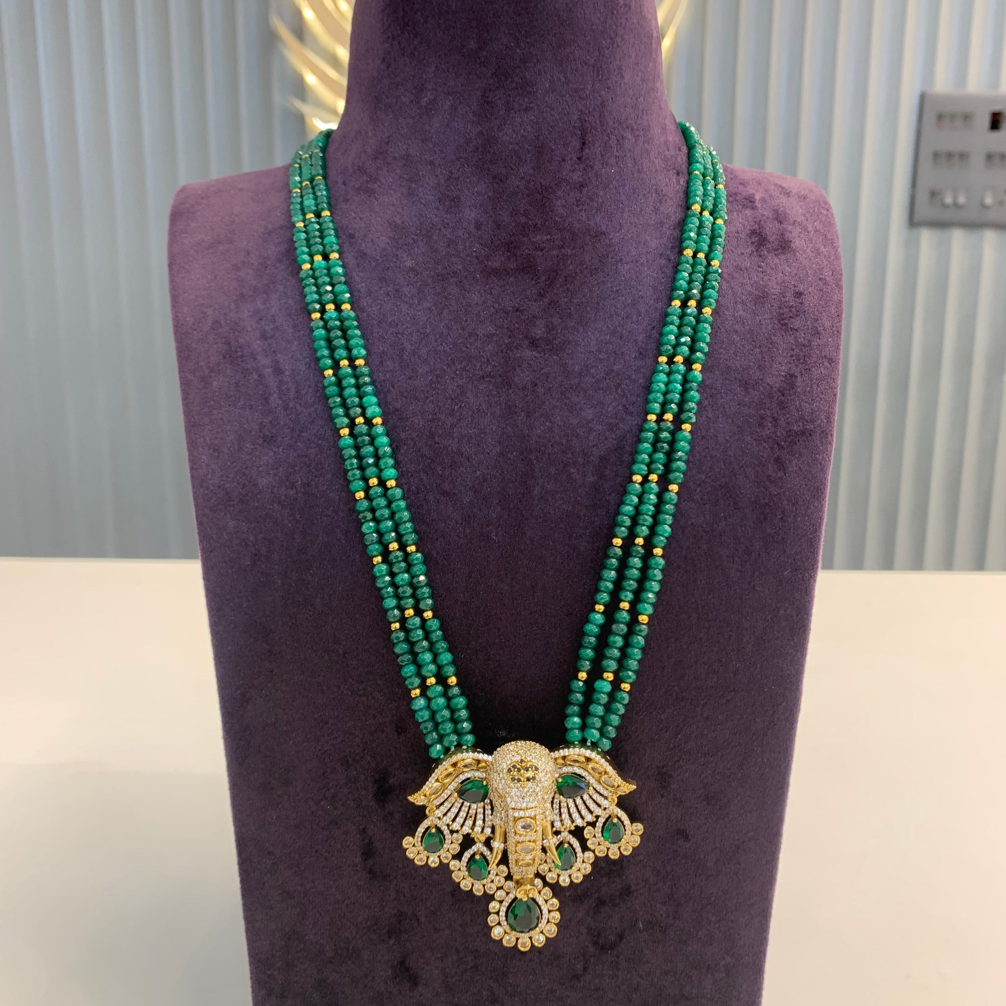 Elephant Locket with Green Danda