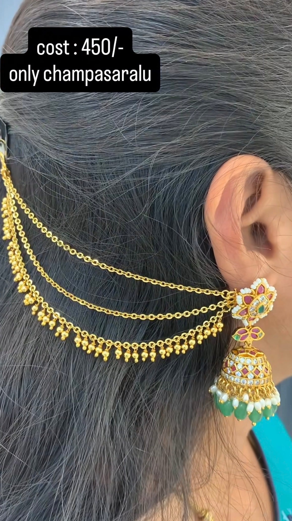 Beautiful customised champaswaralu with chandraharam and gold beads
