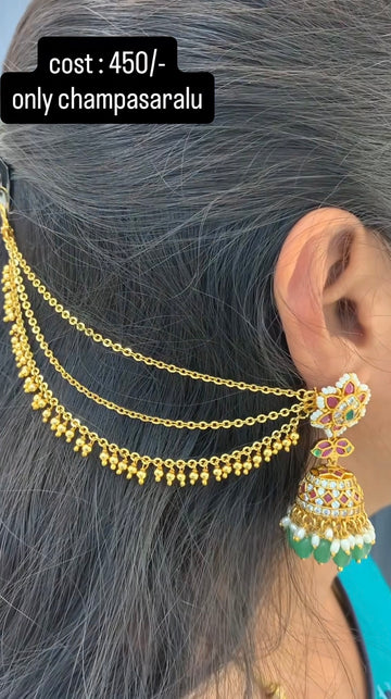 Beautiful customised champaswaralu with chandraharam and gold beads