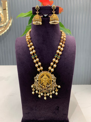 Beautiful Ganesha Locket Set with 2 line Handmade Danda