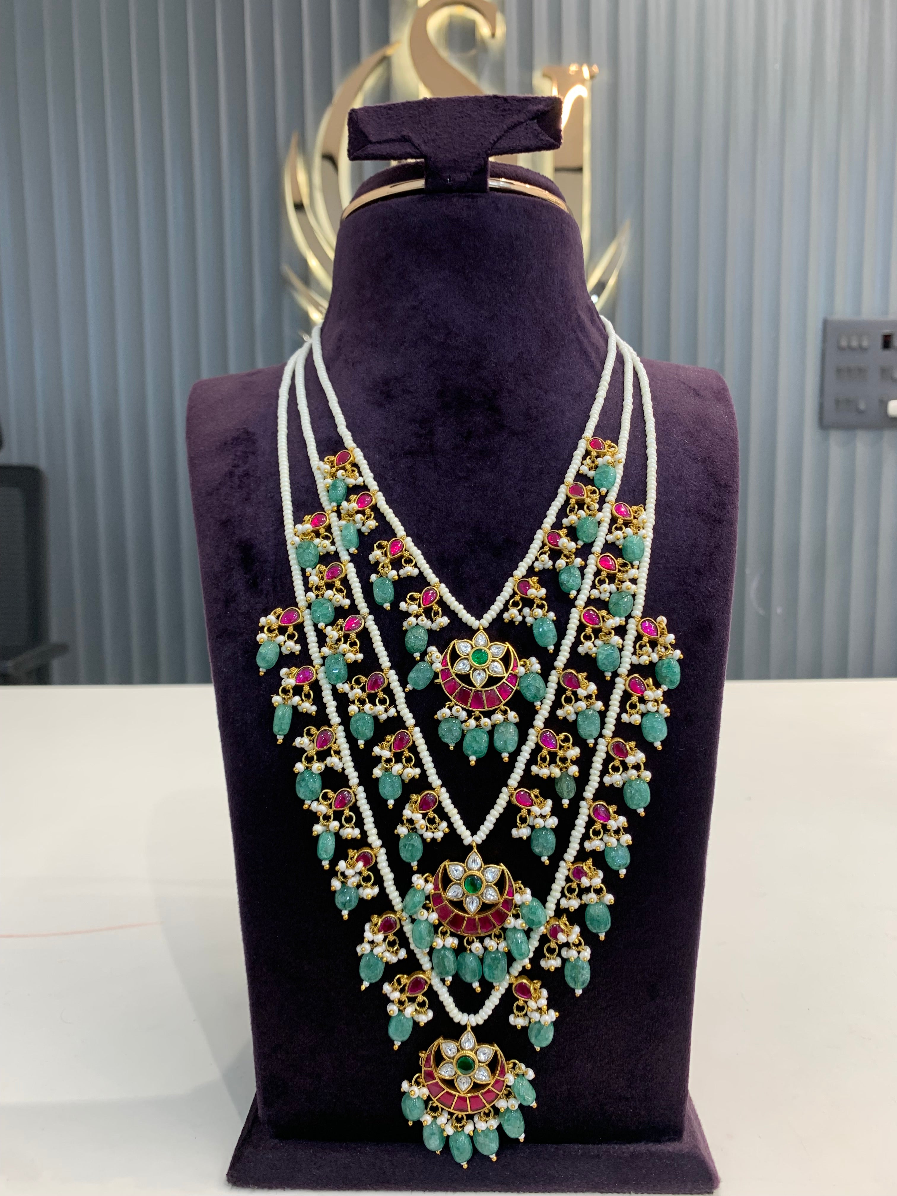 Beautiful Heavy 3 layer jadau stone Beads set