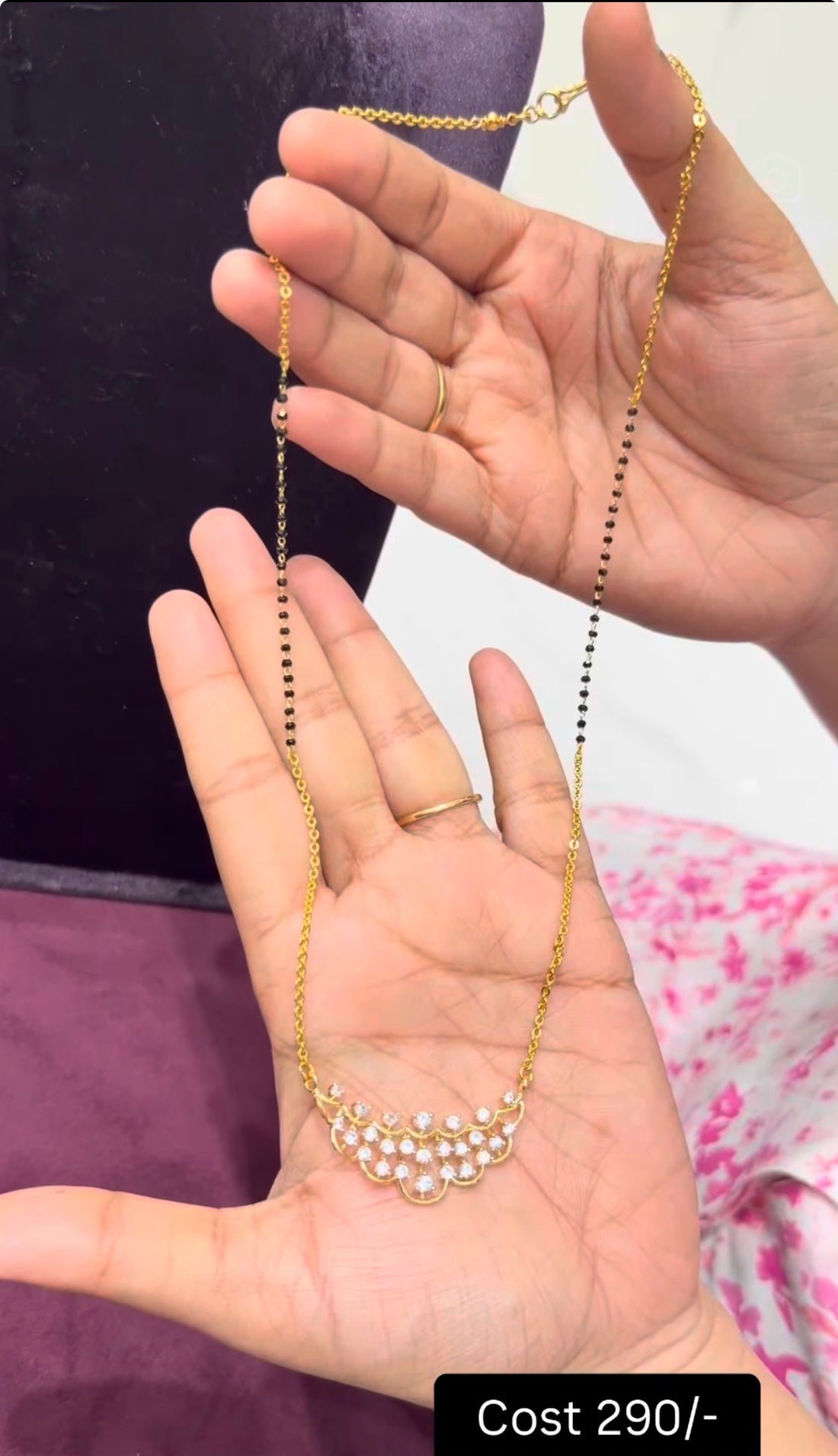 Beautiful customised blackbeads with chandraharam and blackbeads 18inchs