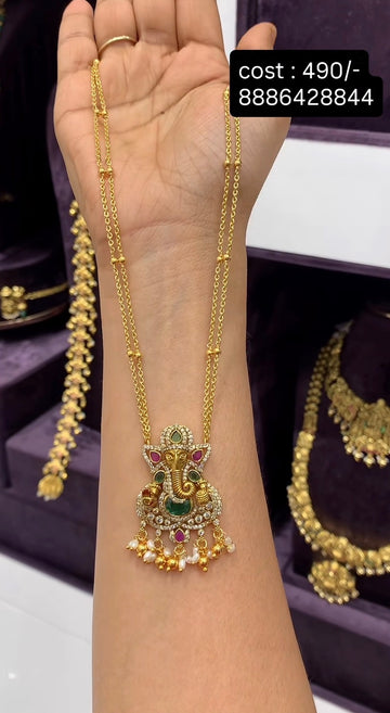 Beautiful ganesh pendant with chandraharam