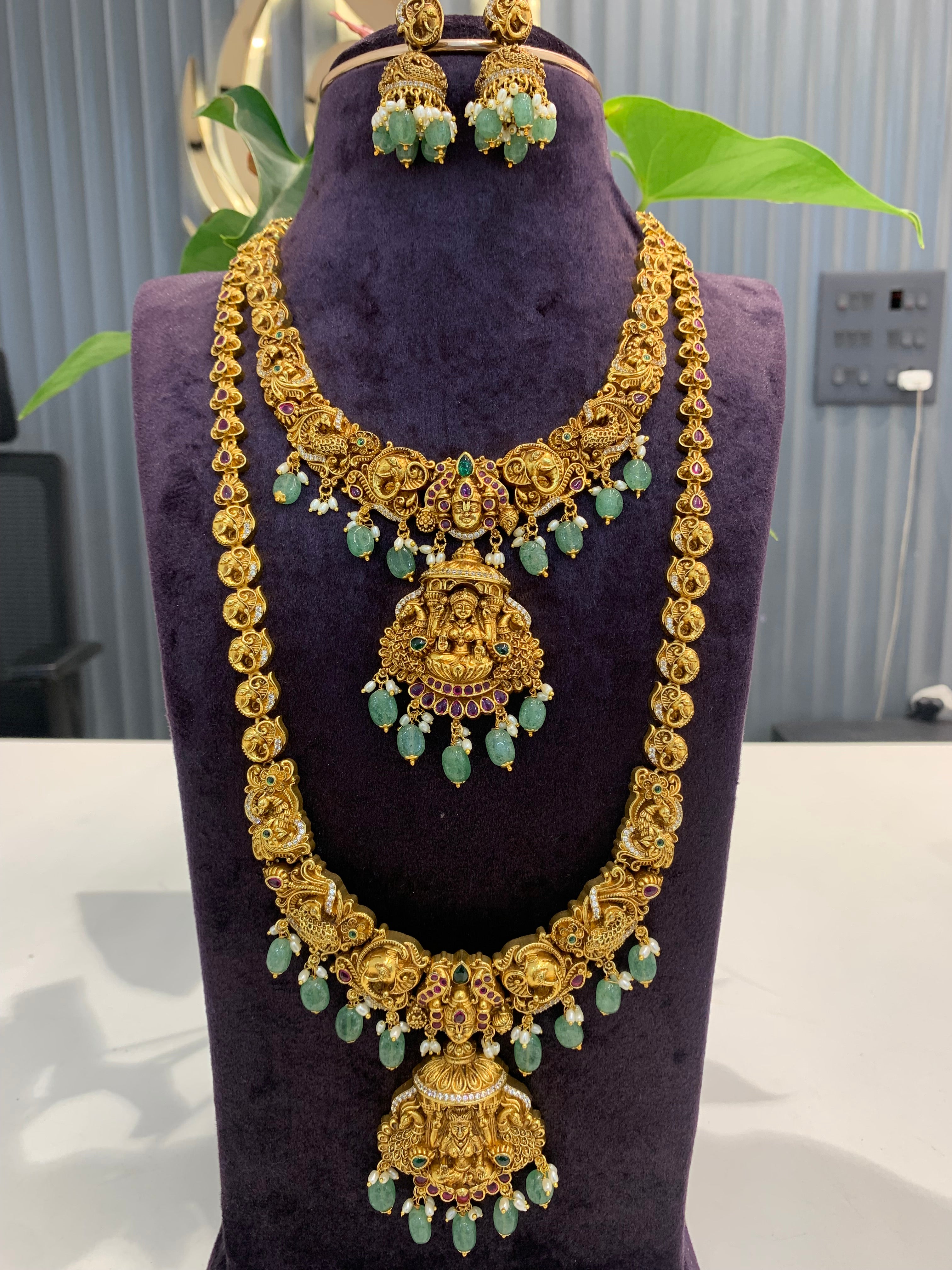 Beautiful nakshi 3D lord balaji combo set with 1 set of earrings