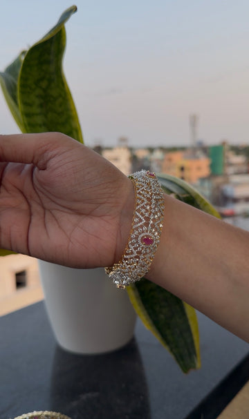 Beautiful ruby stone GJ polish bangle (single)free size