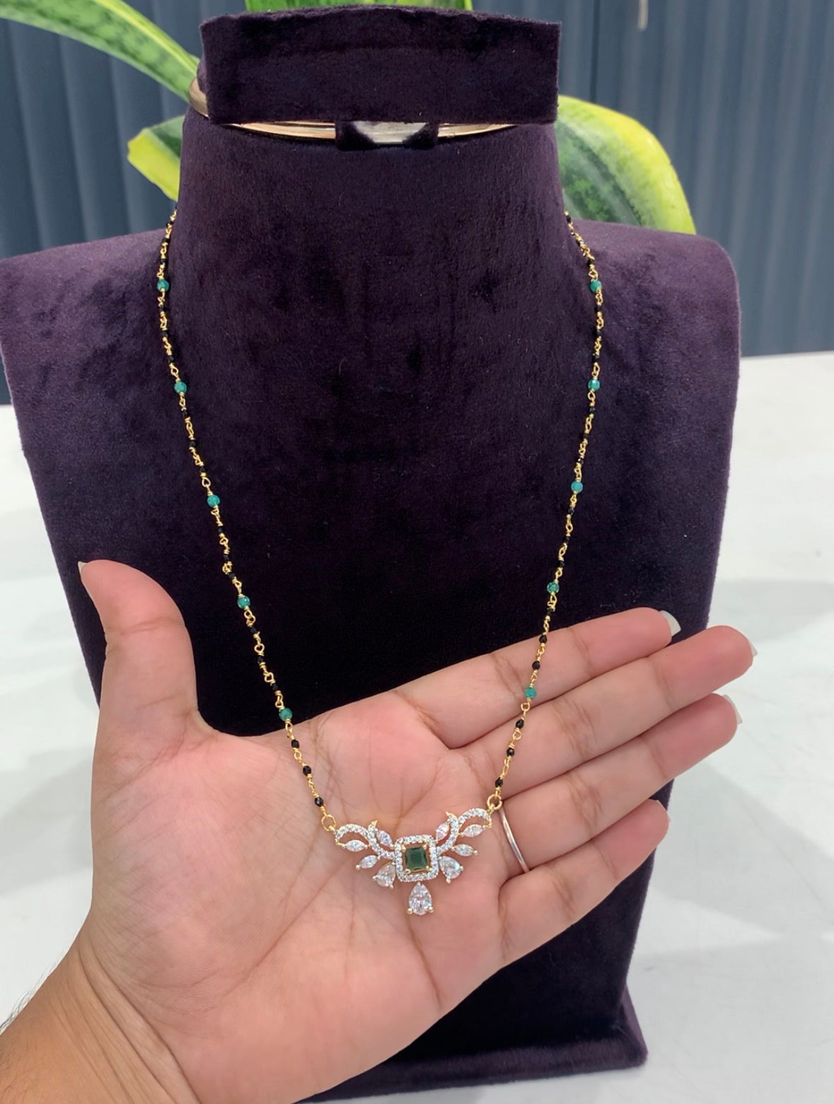 Beautiful Locket with Stylish blackbeads (18inches)
