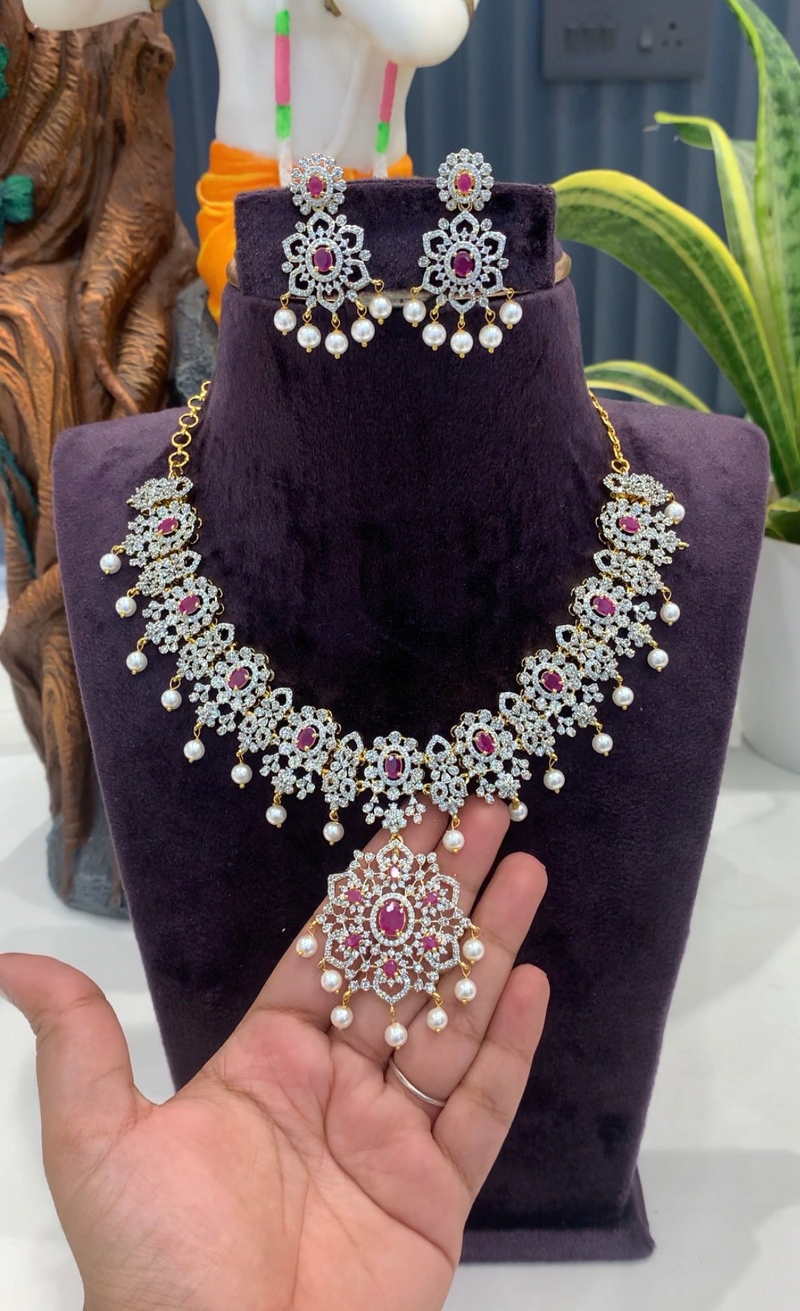 Beautiful ruby stone GJ polish necklace