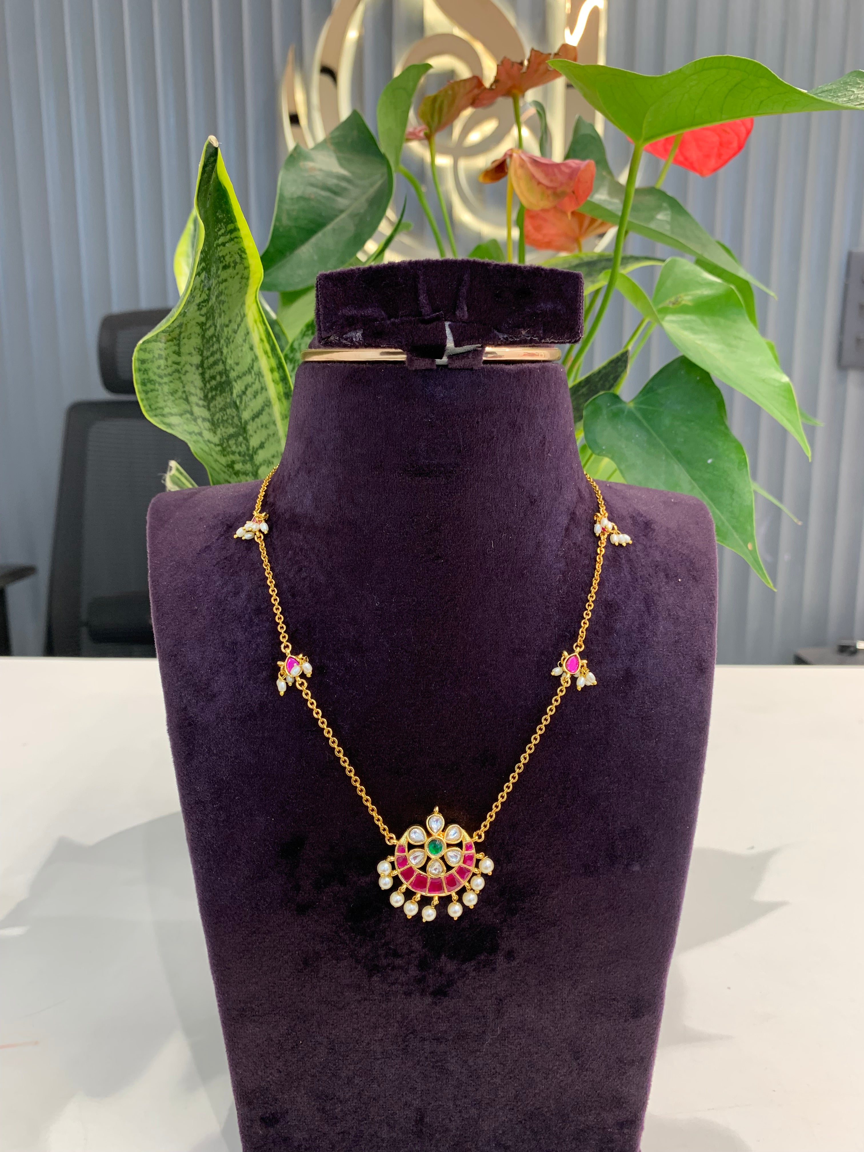 Beautiful customised chandraharam set