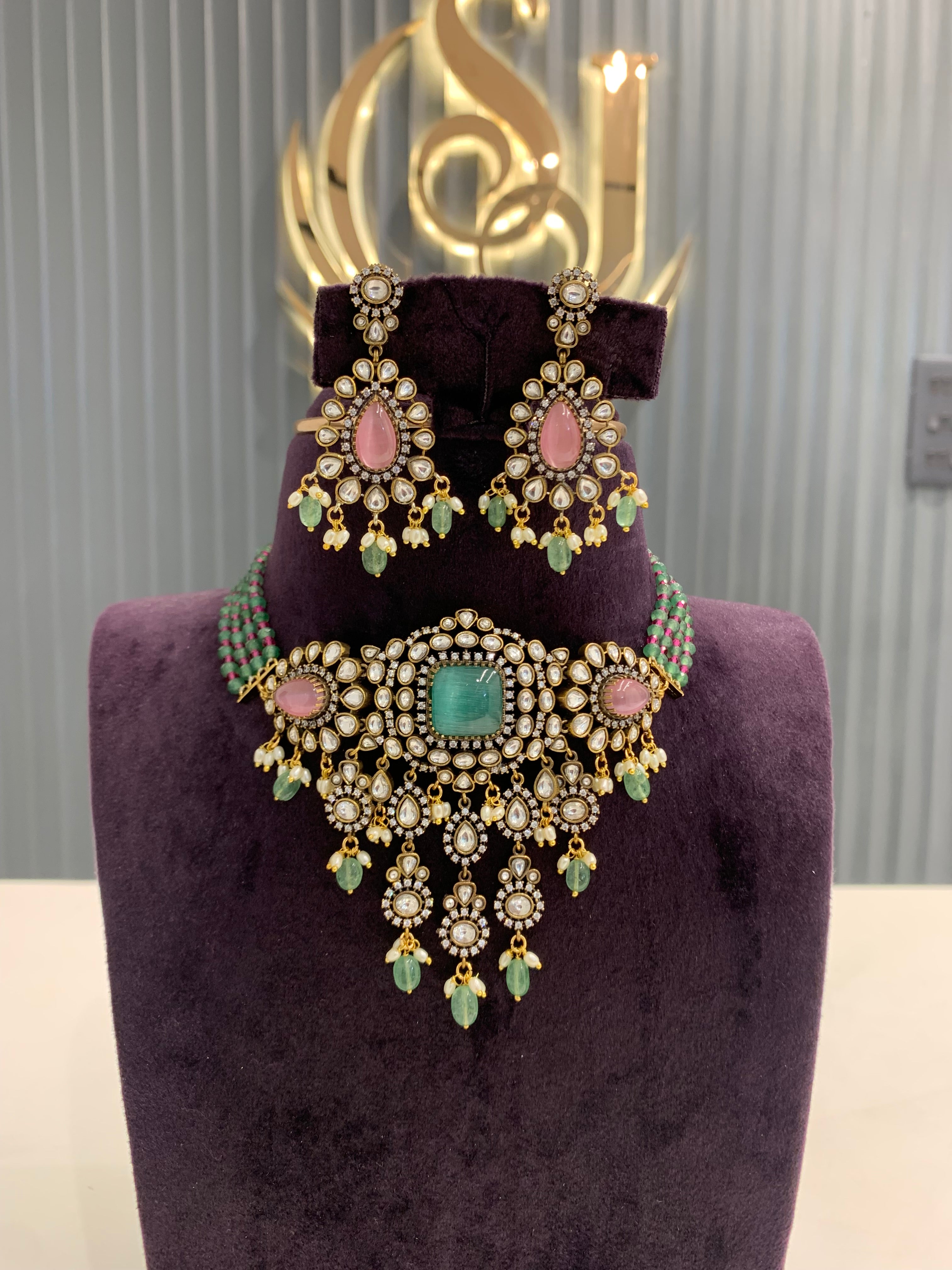 Beautiful beads  set with moissanite stone