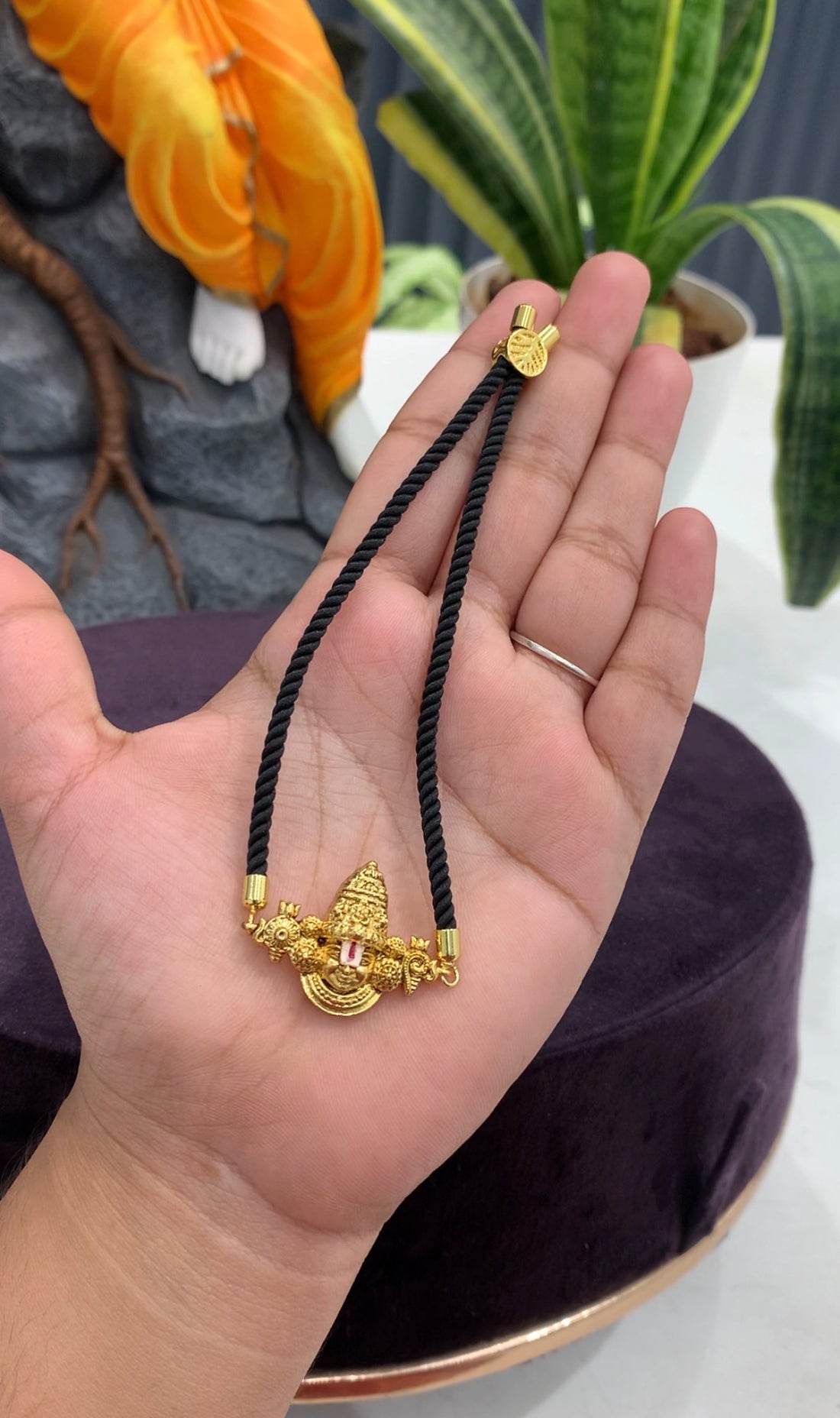 (Prebook 10-15 days)Beautiful Venkateswara swami bracelet with adjustable black thread