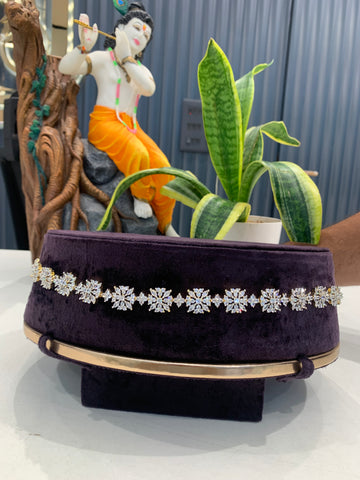 Beautiful White Stone Chain Vaddanam with Back Chain