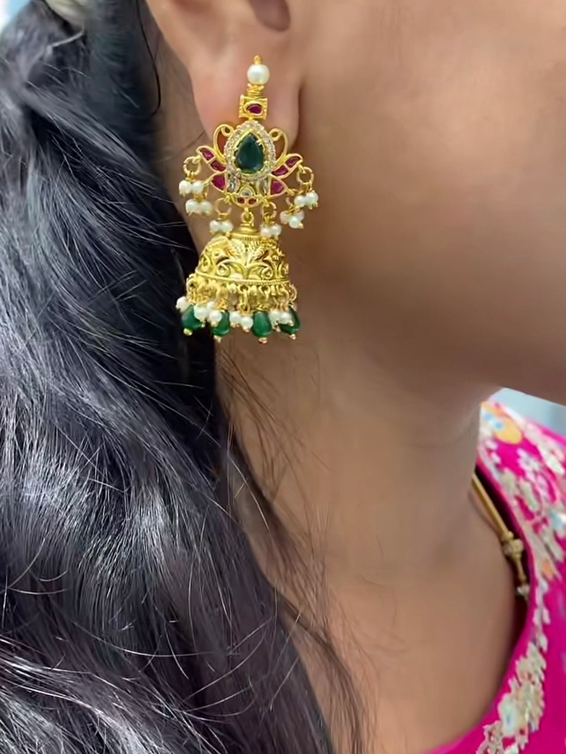 Beautiful Nakshi jumkies With PushBack