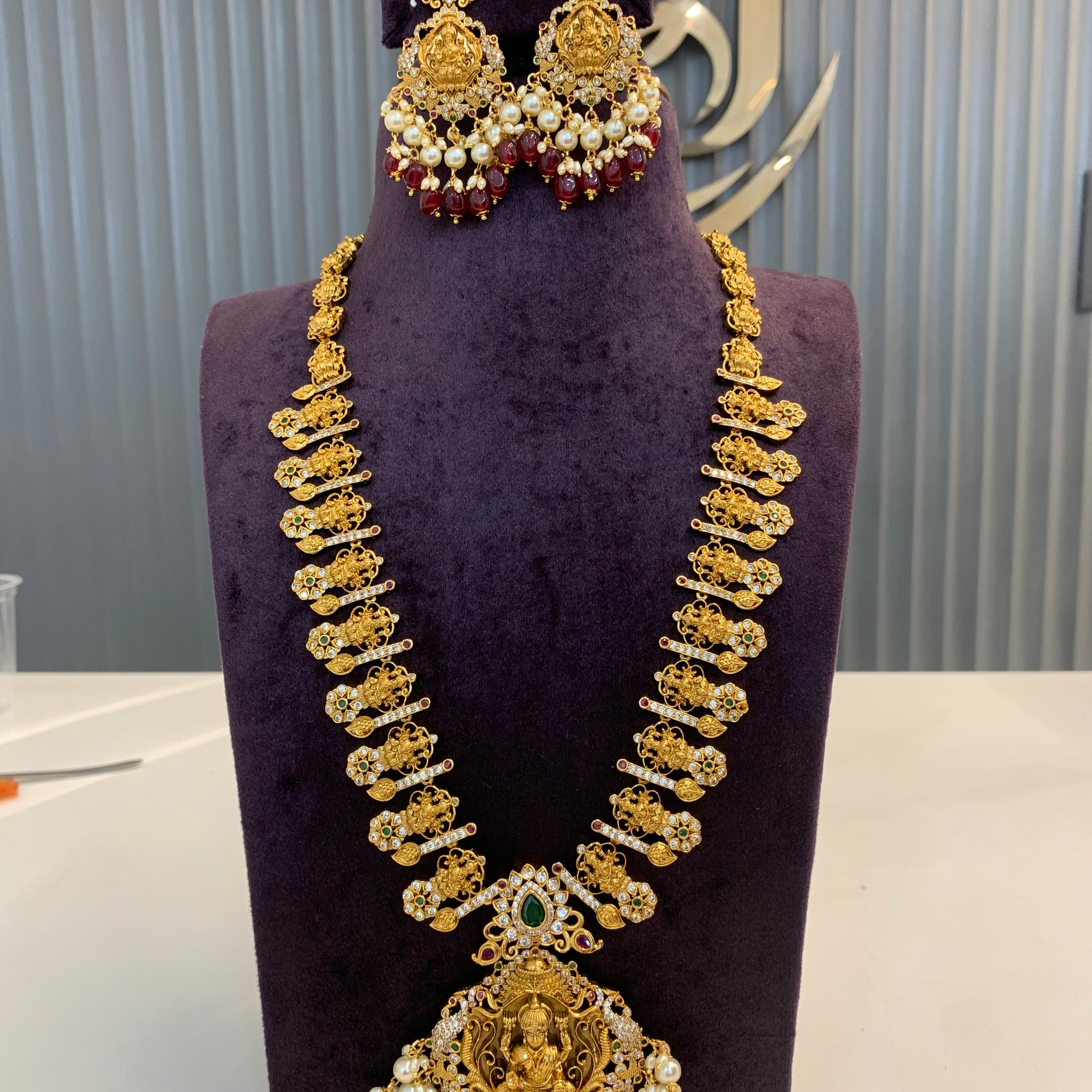 Beautiful Nakshi haram with red beads