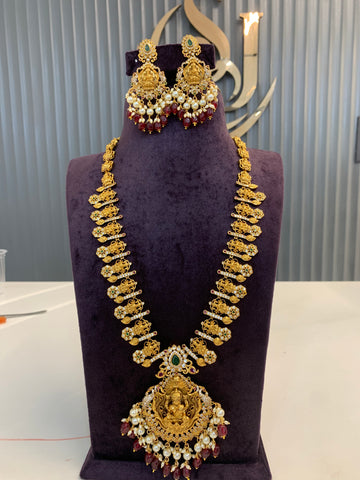 Beautiful Nakshi haram with red beads