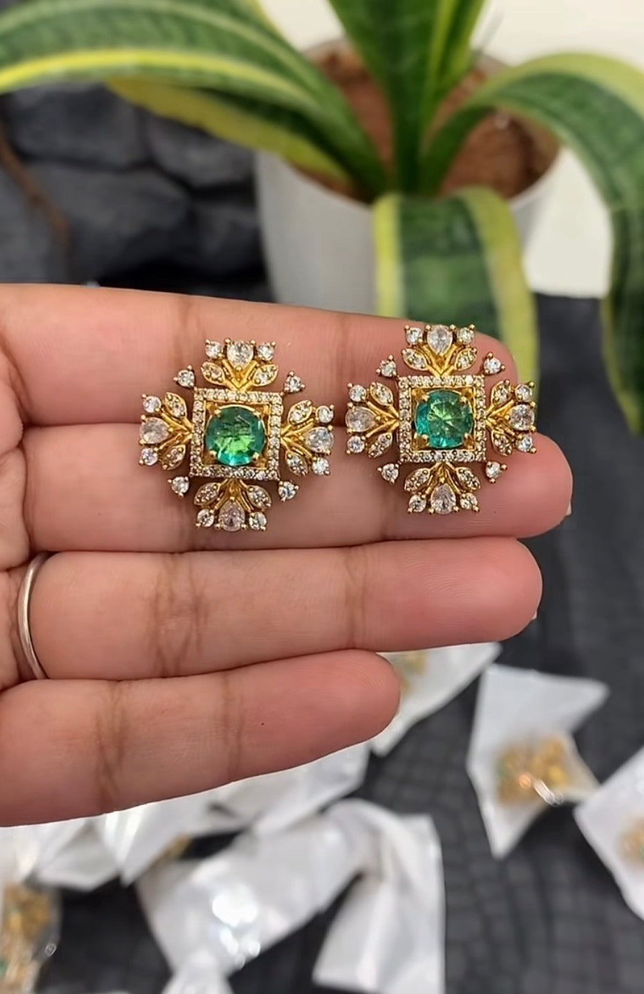 Beautiful Greenstone Studs