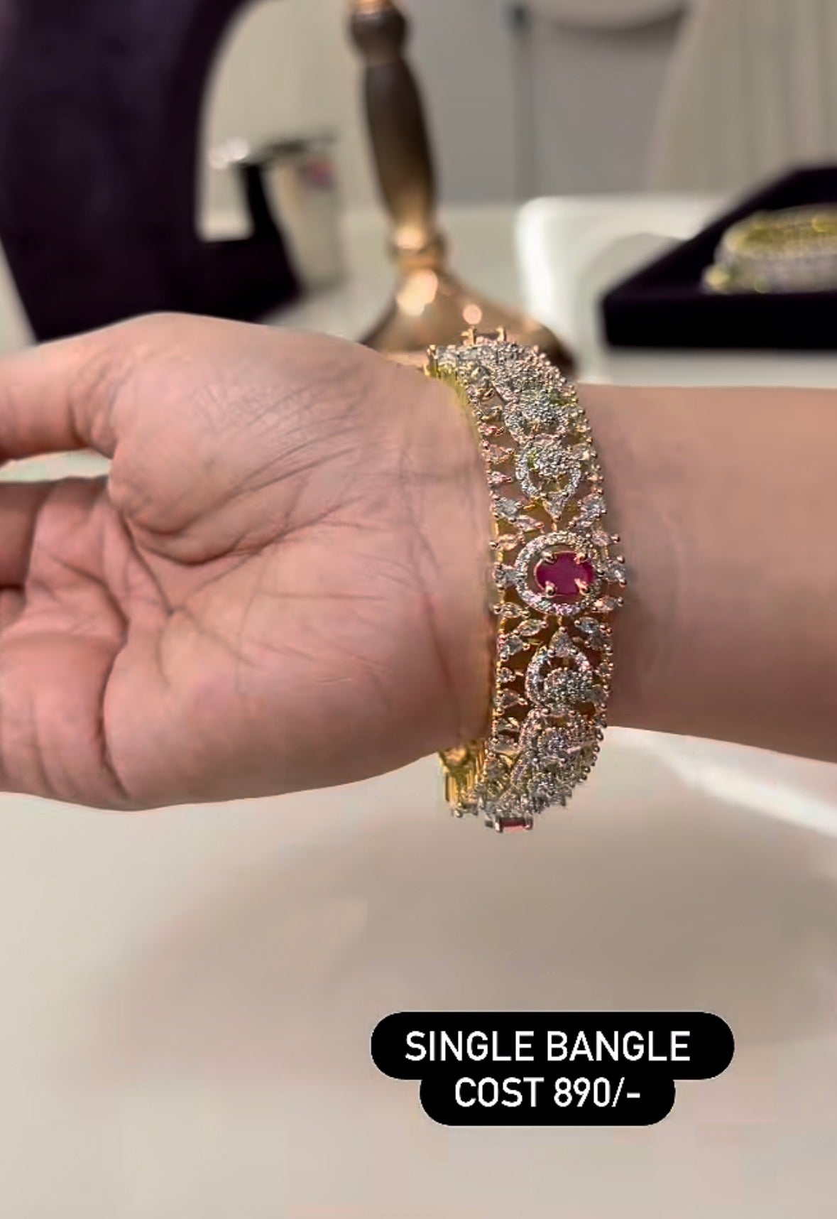 Beautiful Ruby stone GJ Bangle (single)