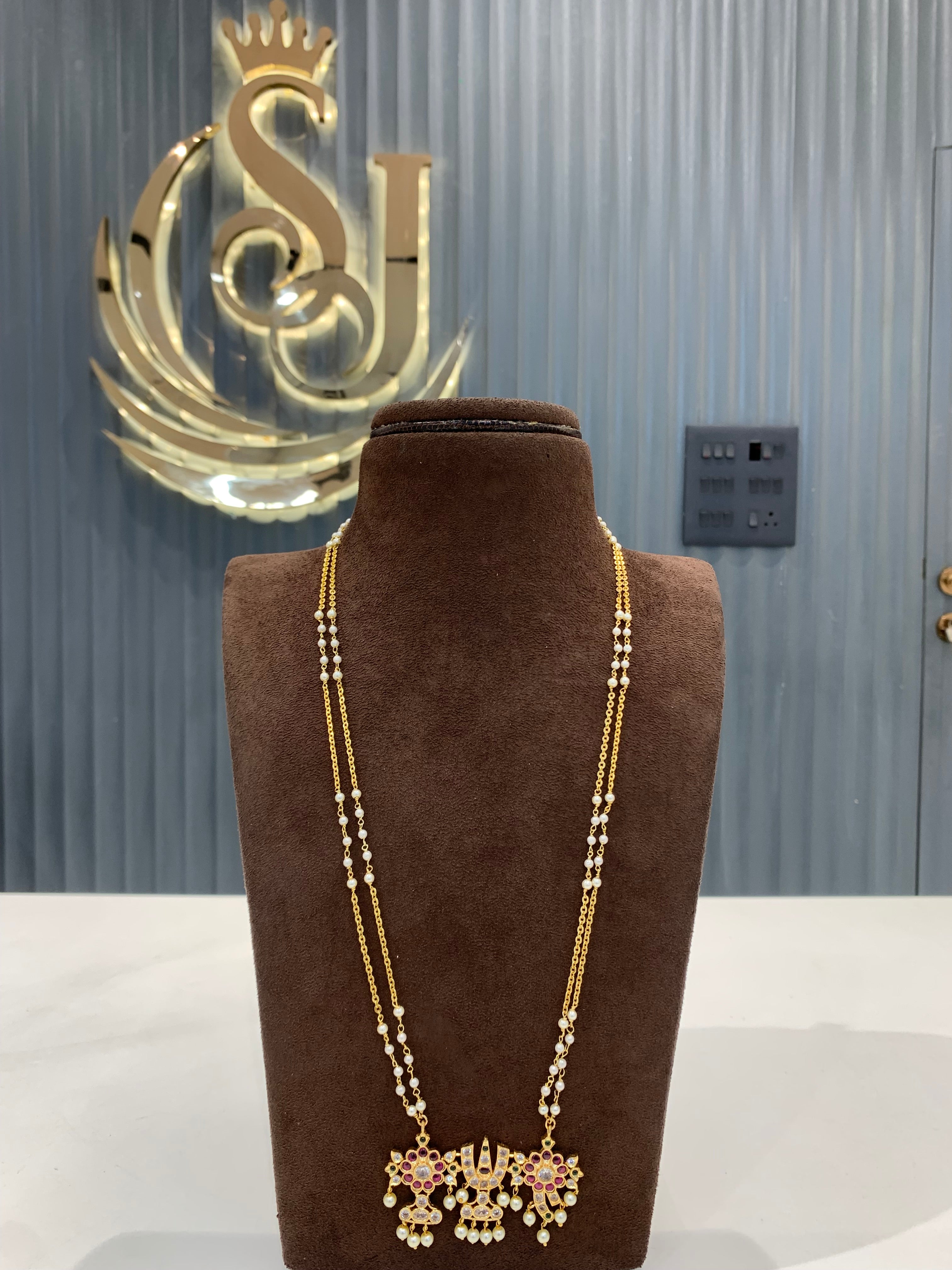 Beautiful Venkateswara swami locket with chandraharam chain 24inchs