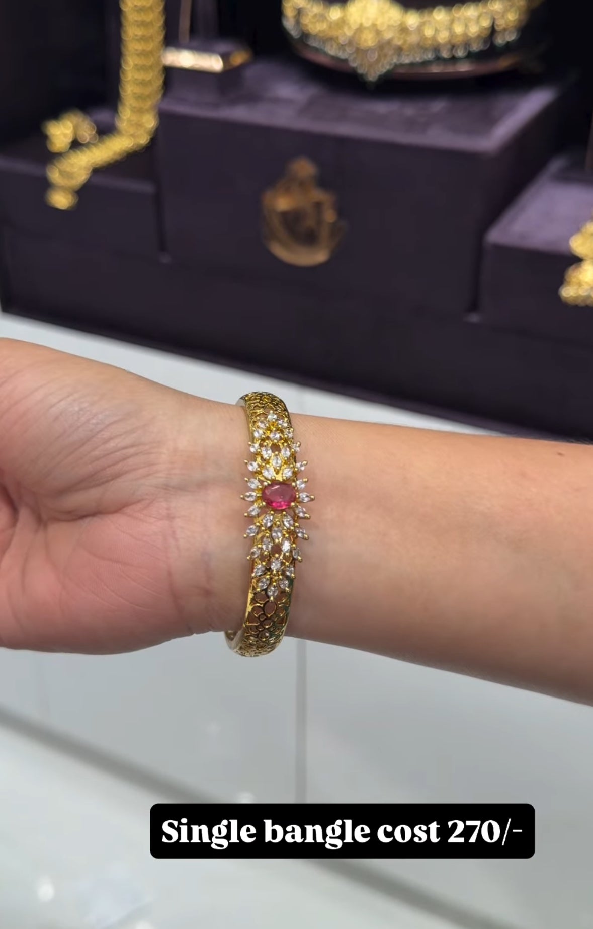 Beautiful red stone bangle (single)
