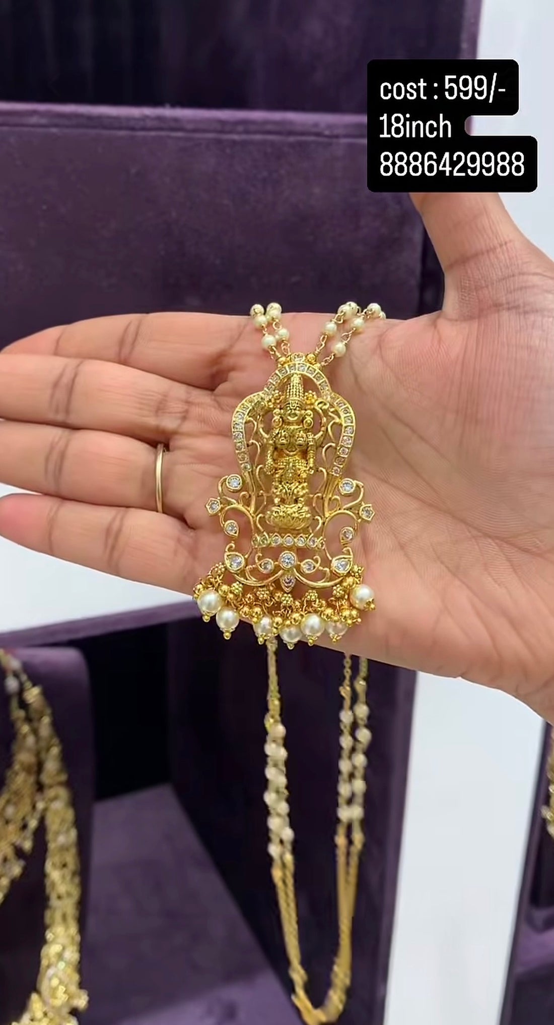 Beautiful customised chandraharam 2 line chain 18inchs