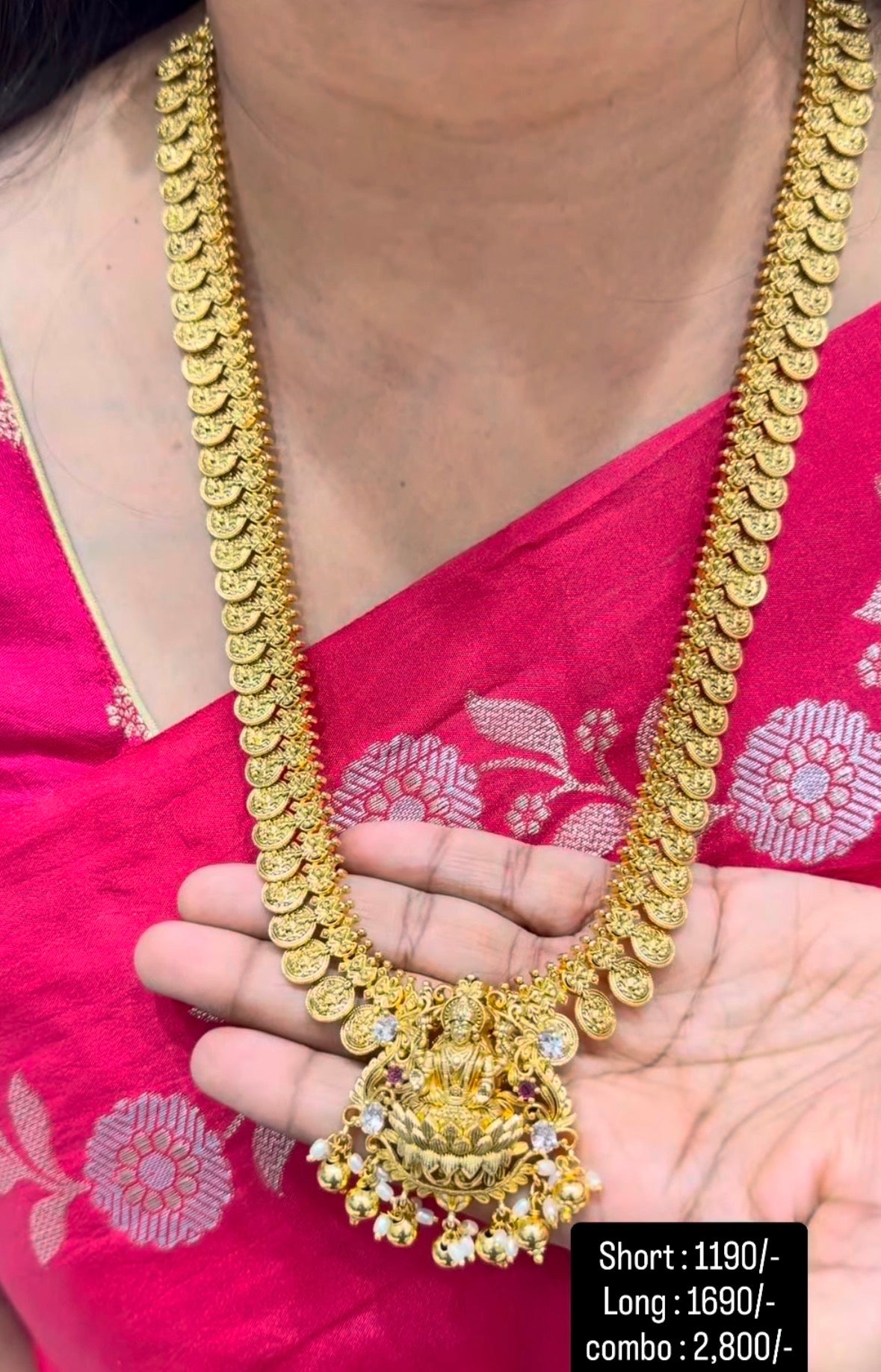 Beautiful Detachable Lakshmidevi Locket With Kasula Haram