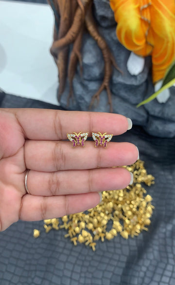 Beautiful screwback butterfly studs(ruby stones)