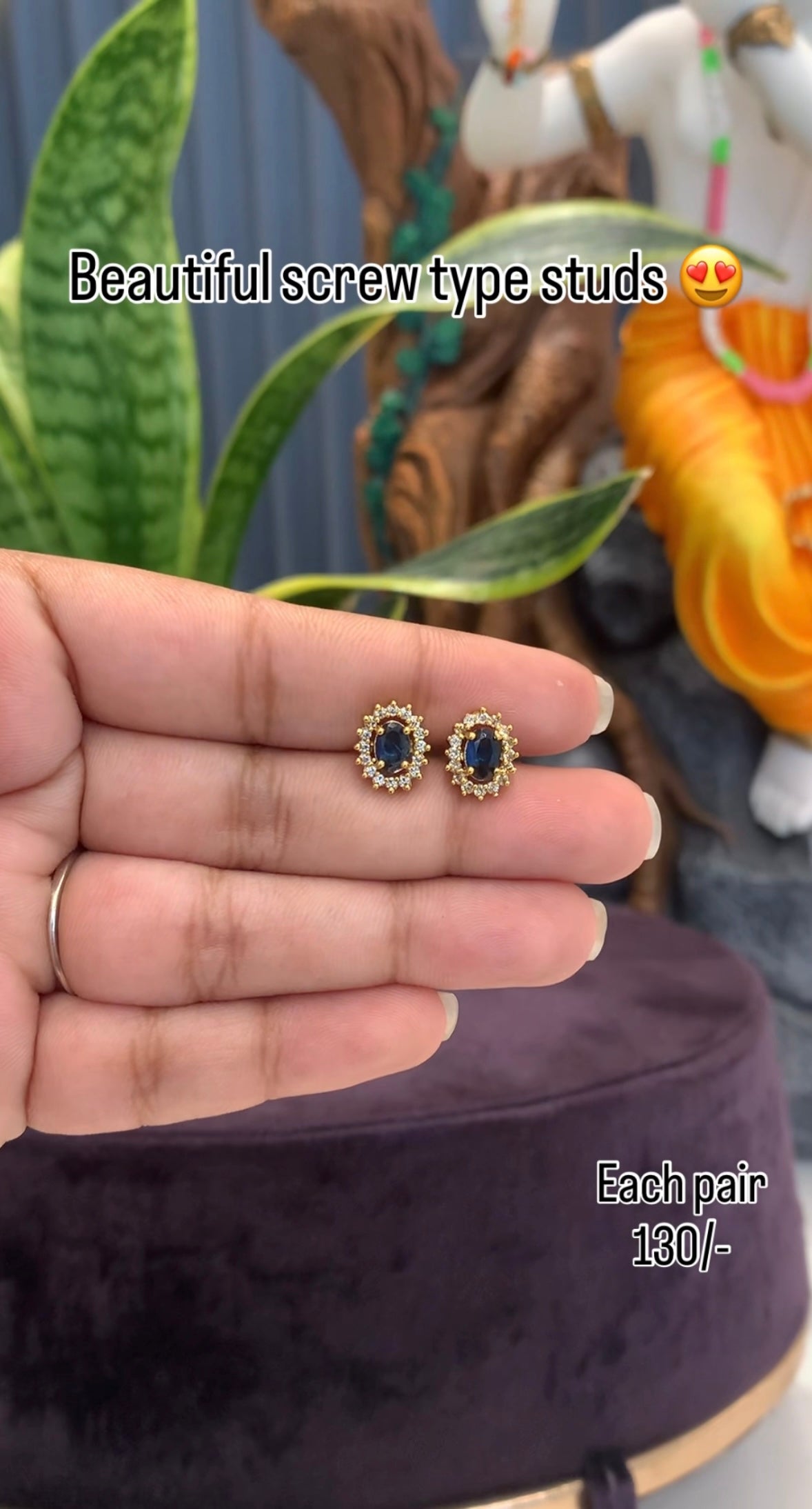 Beautiful Blue stone screw type studs
