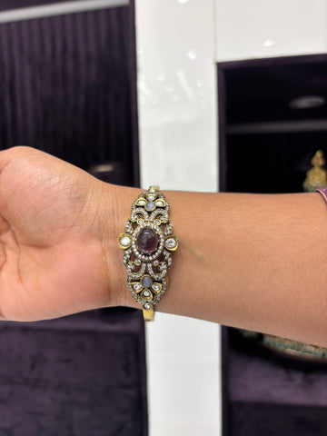 Kada type bangle with lavender stone (single)