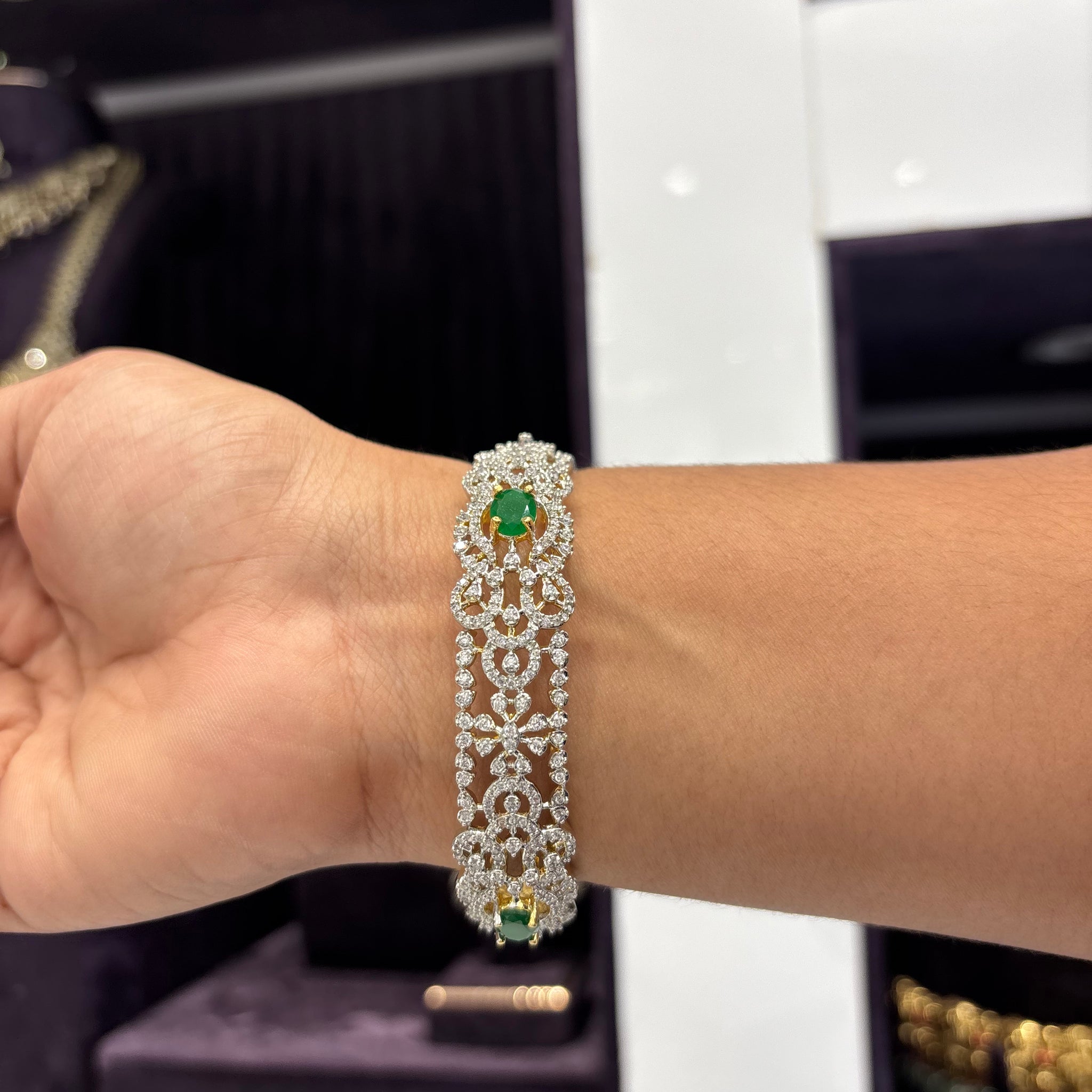 GJ Green Stone Bangles