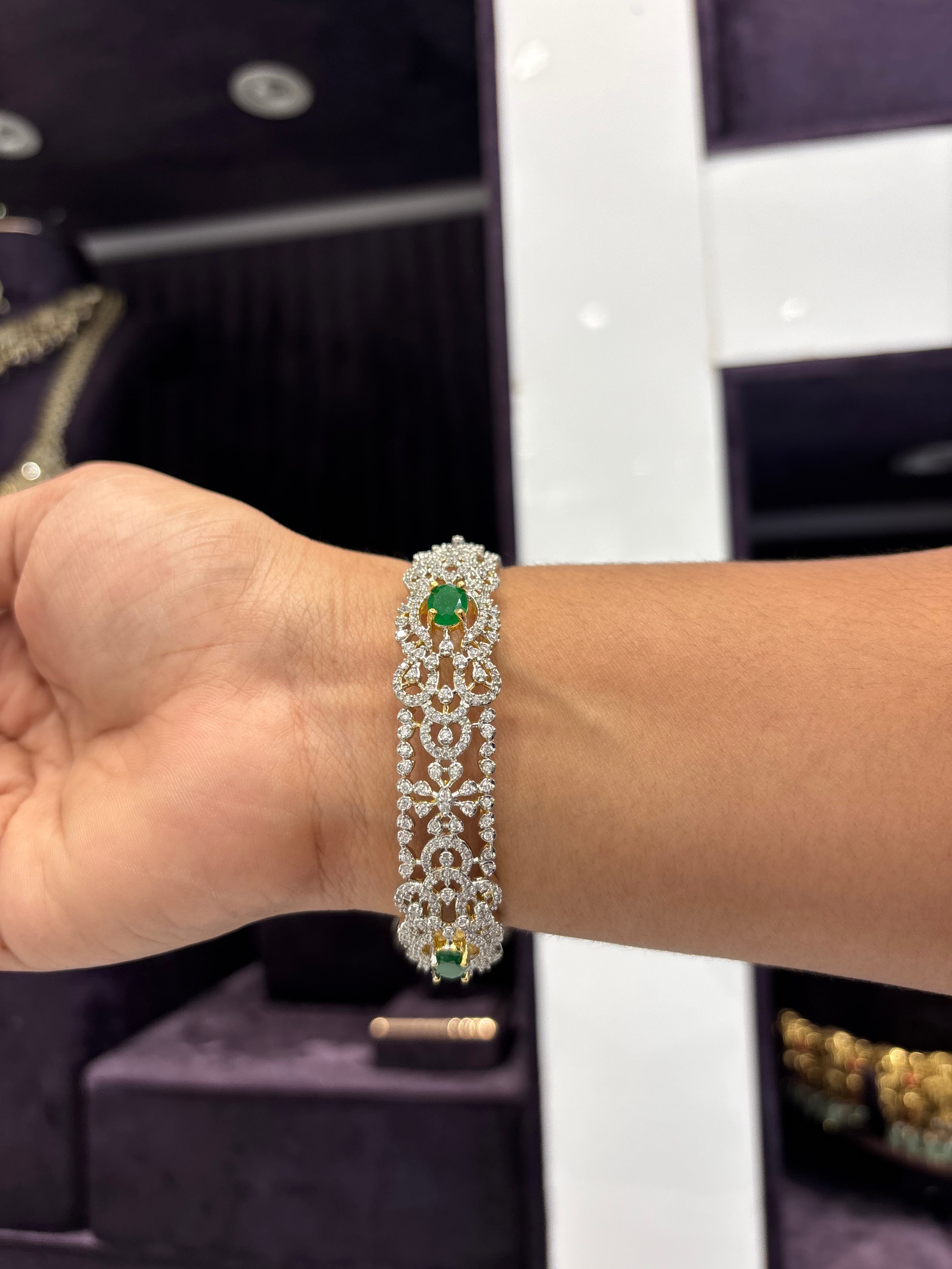 GJ Green Stone Bangles