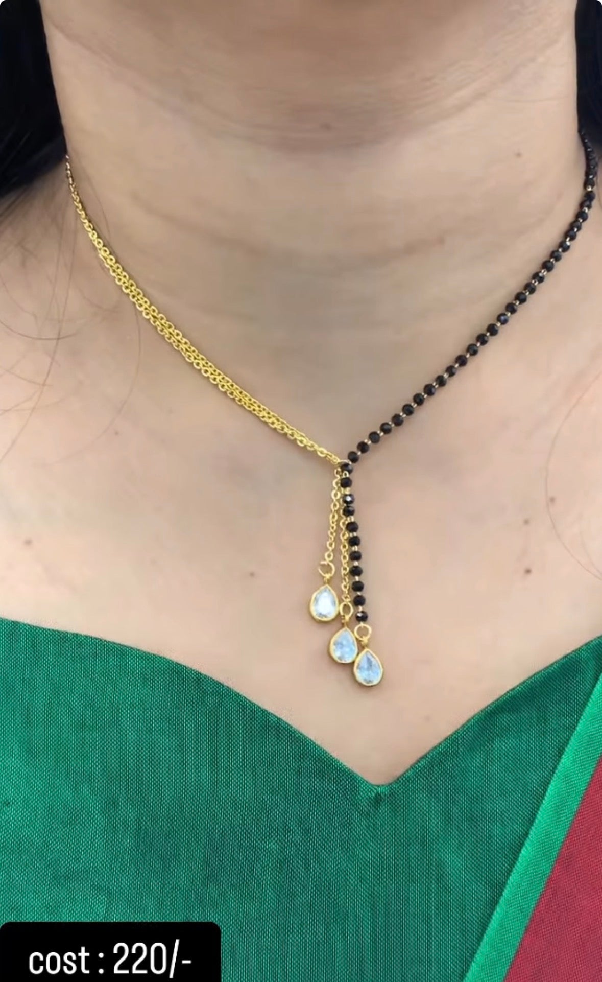 Beautiful Chandraharam Chain with Blackbeads