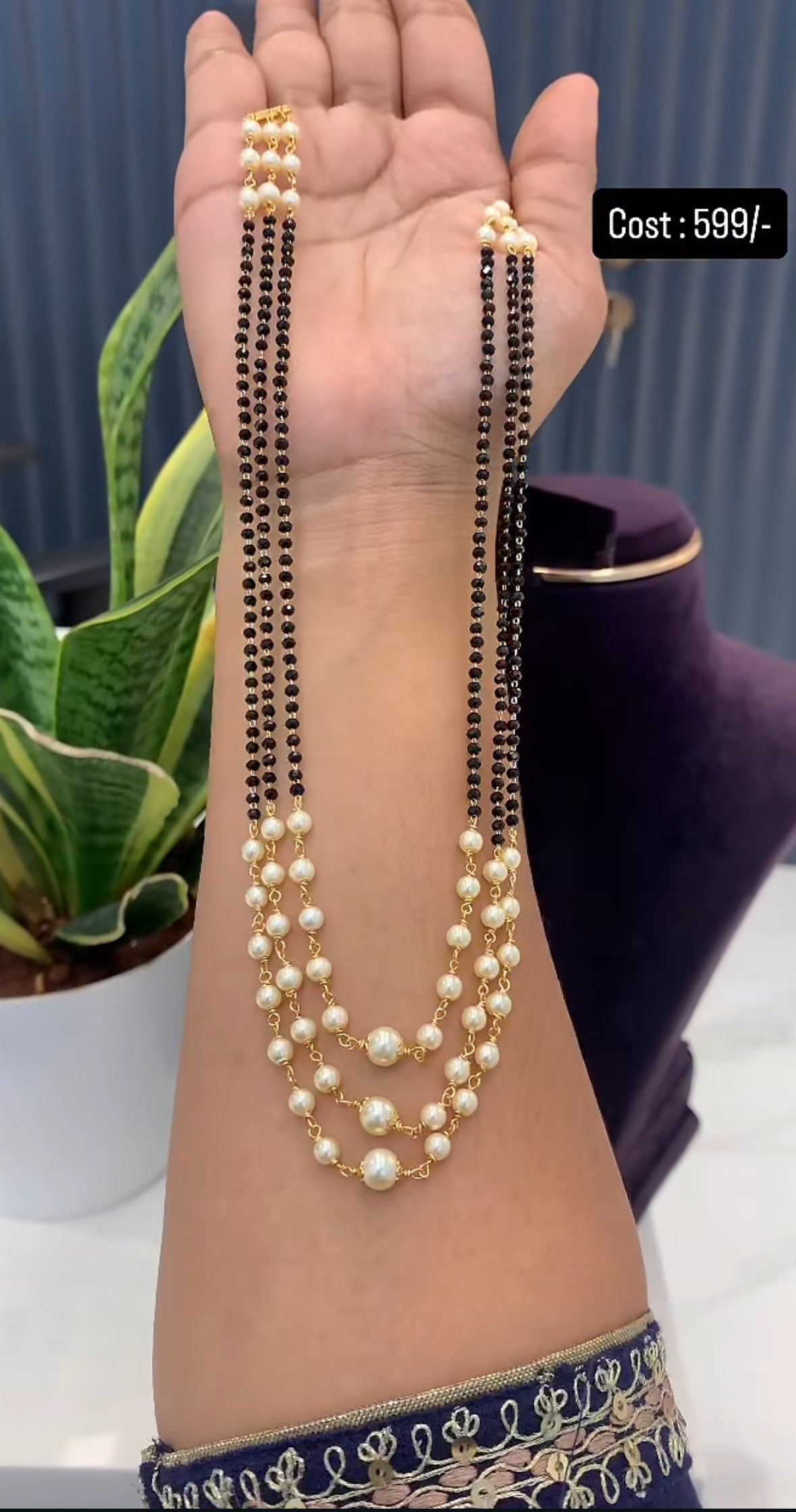 Beautiful customised 3 line pearls set