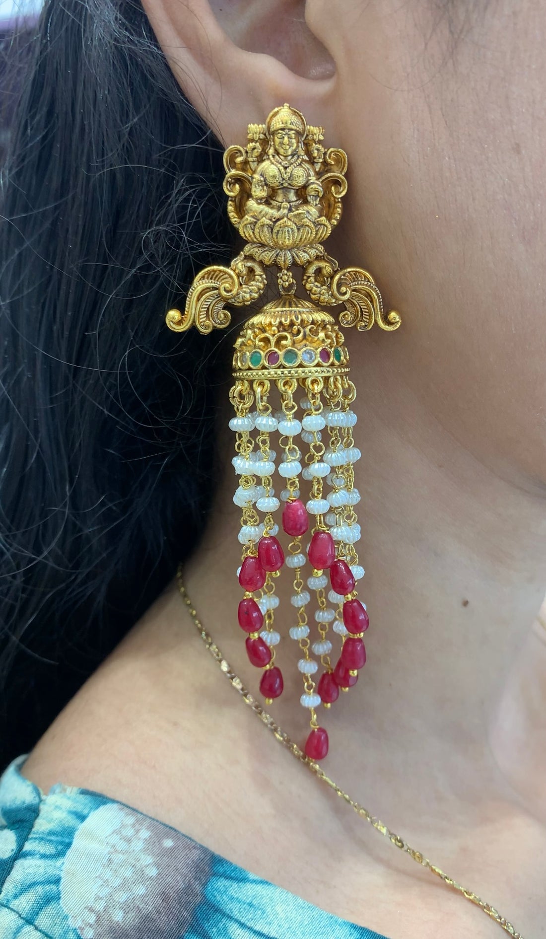 Beautiful Nakshi Beads Hanging jumkis