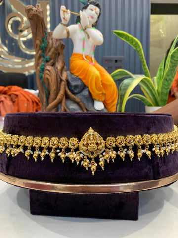 Beautiful Lakshmidevi Idol Chain Vaddanam With Gold Balls