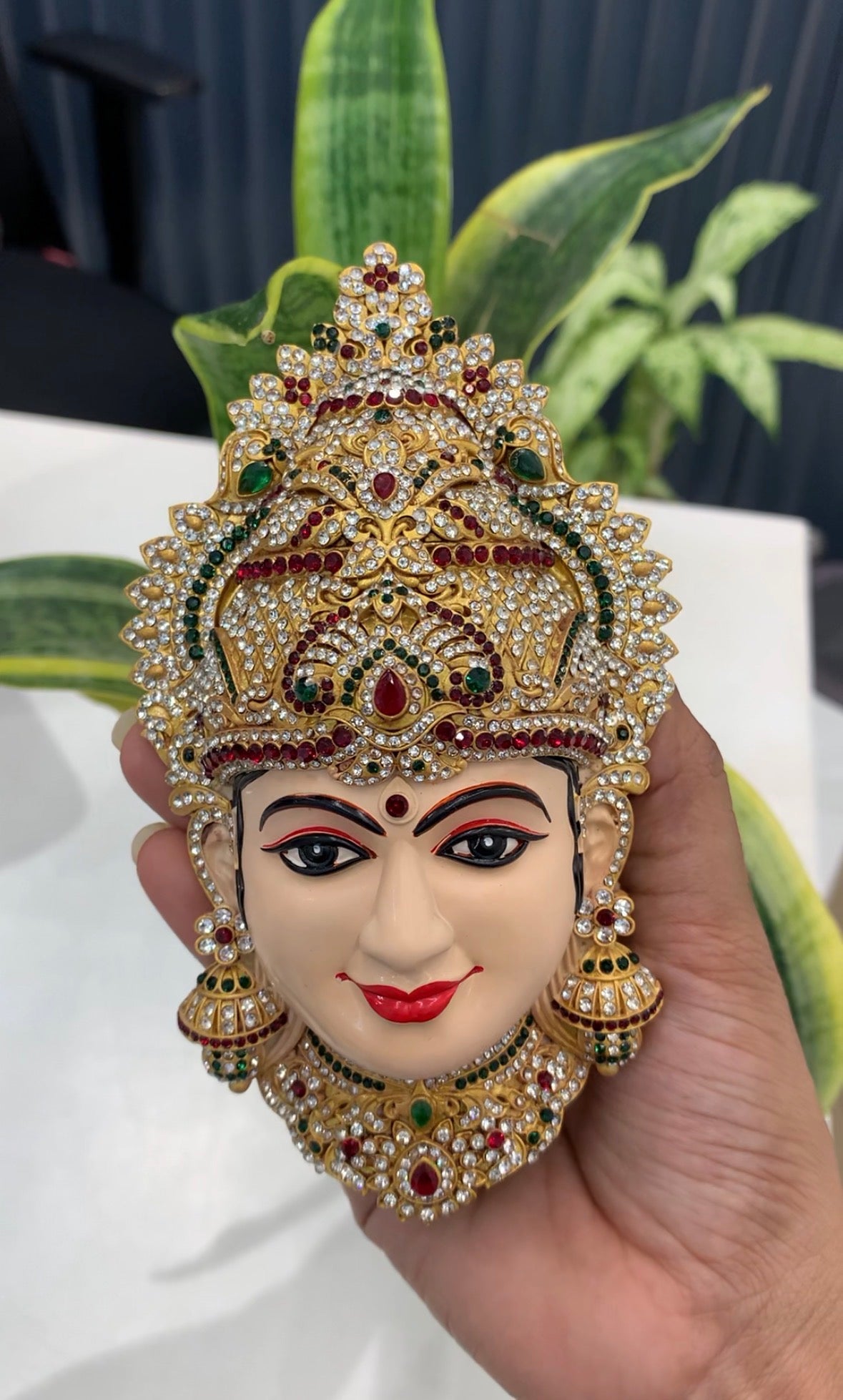 Beautiful ammavari face 6inchs (green & meroon) combination