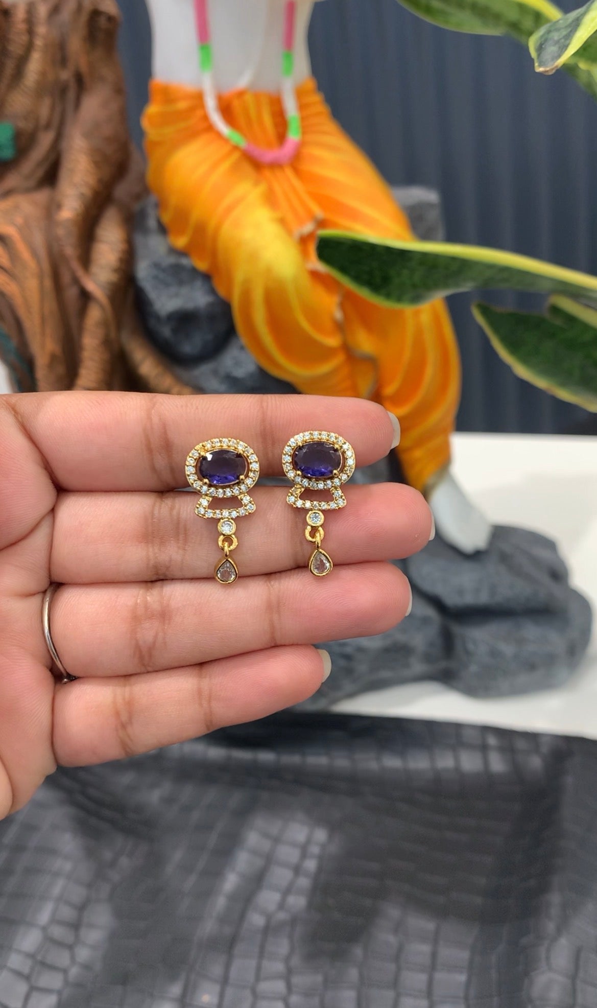 Beautiful purple stone screwback studs