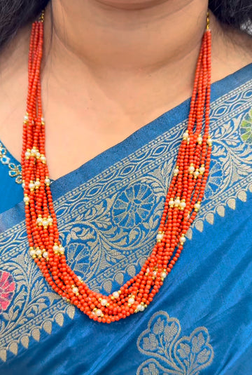 Beautiful customised pagadam and white pearls beads set