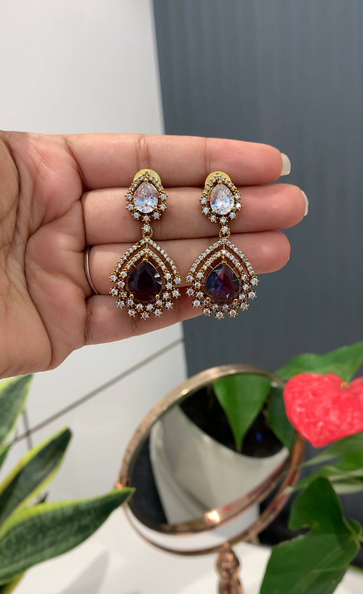 Beautiful trendy lavender stone earrings