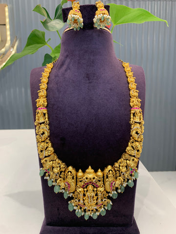 Beautiful Hevay 3D Jadav stone Nakshi Haram