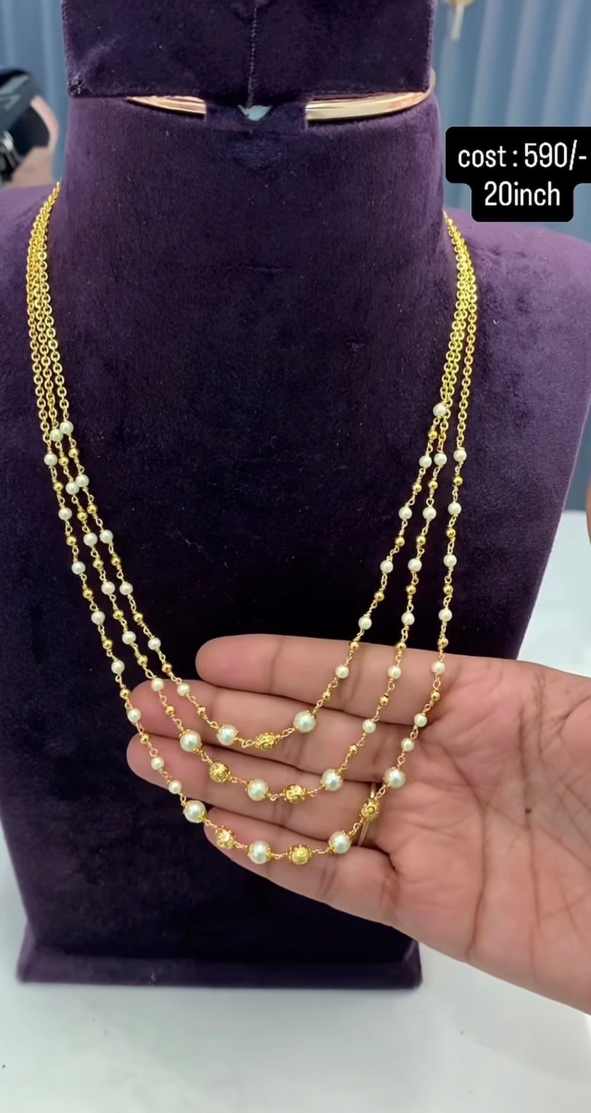 Beautiful 3 line handmade chain 20inchs
