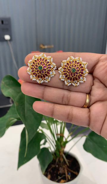 Beautiful Pota stone Big Ear studs