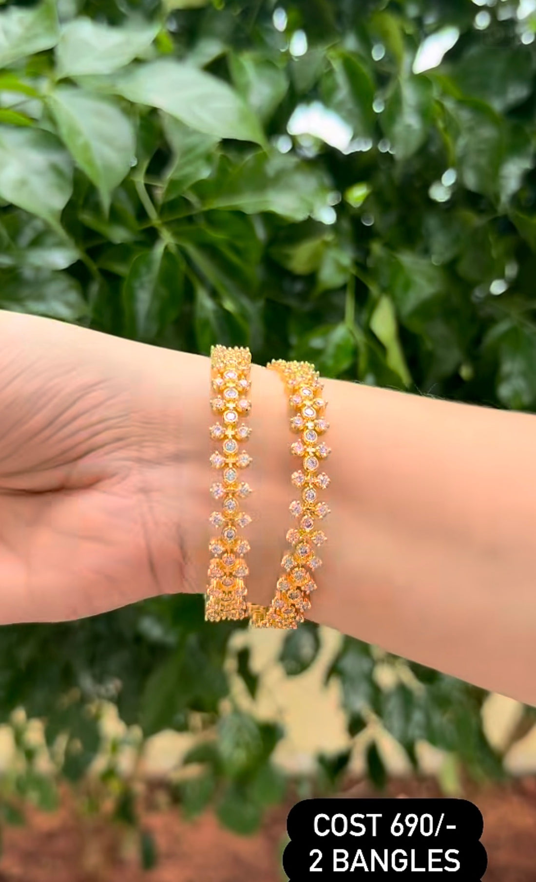 Beautiful white stone bangles set of 2