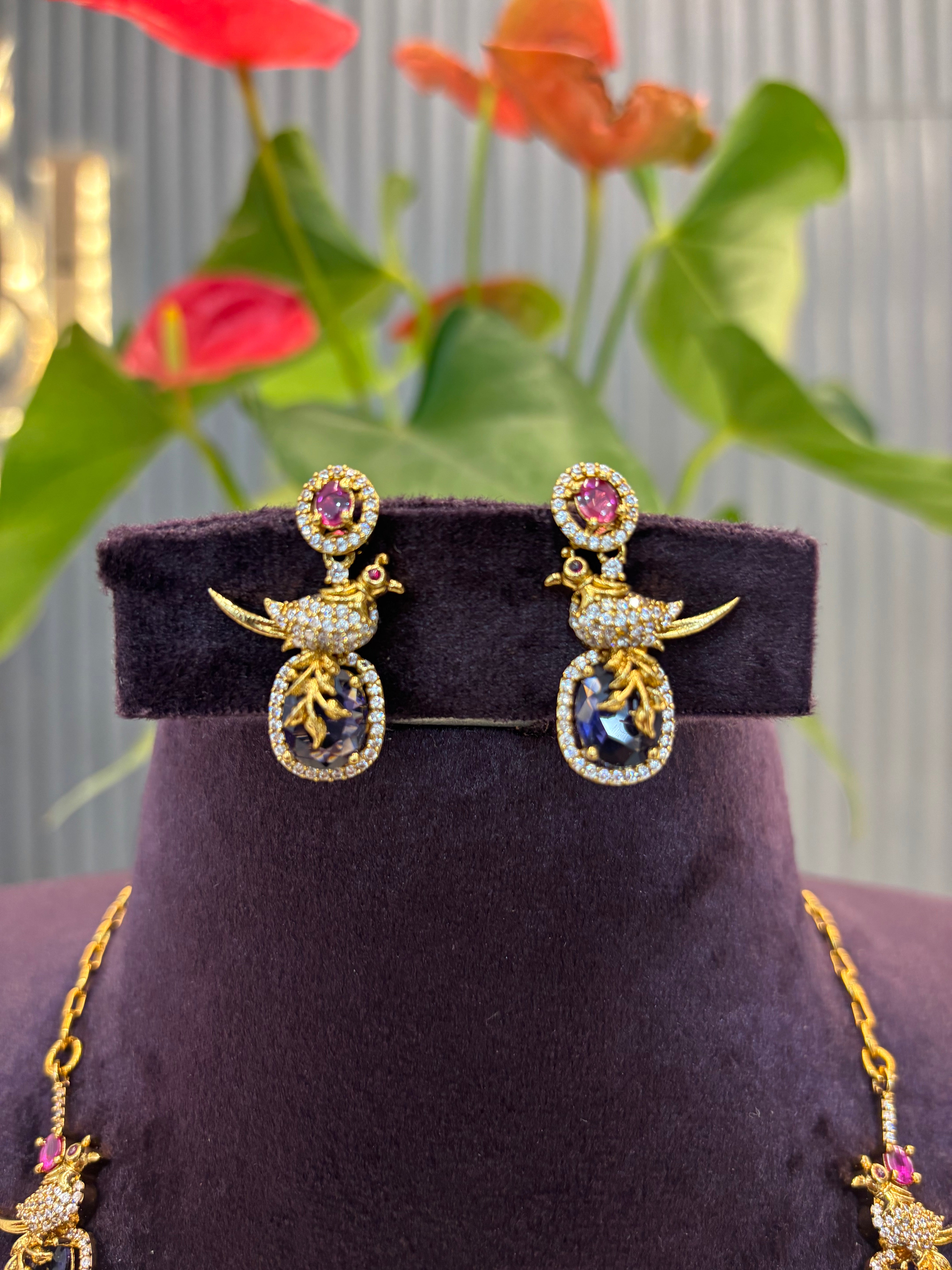 Beautiful Purple Stone parrot Necklace