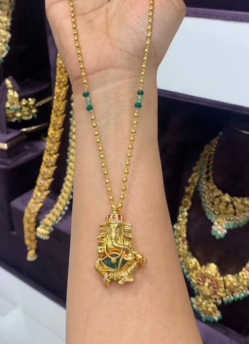 Beautiful Ganesh Pendent with Gold ball chain