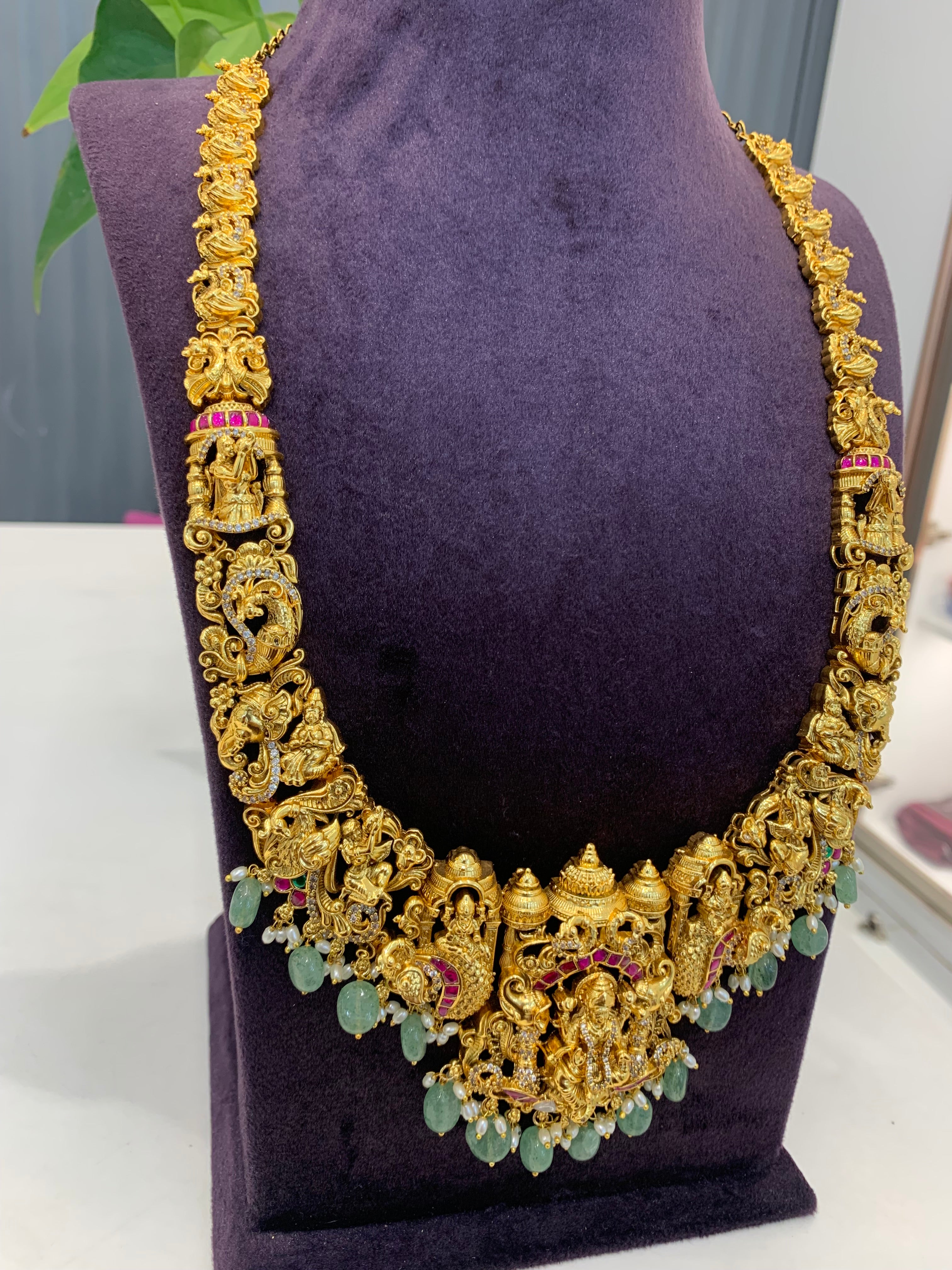 Beautiful Hevay 3D Jadav stone Nakshi Haram