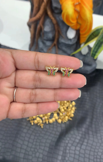 Beautiful cute butterfly screwback studs (Multi stone)