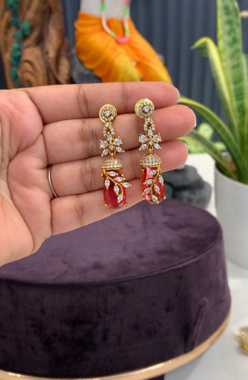 Beautiful gold replica red stone earrings