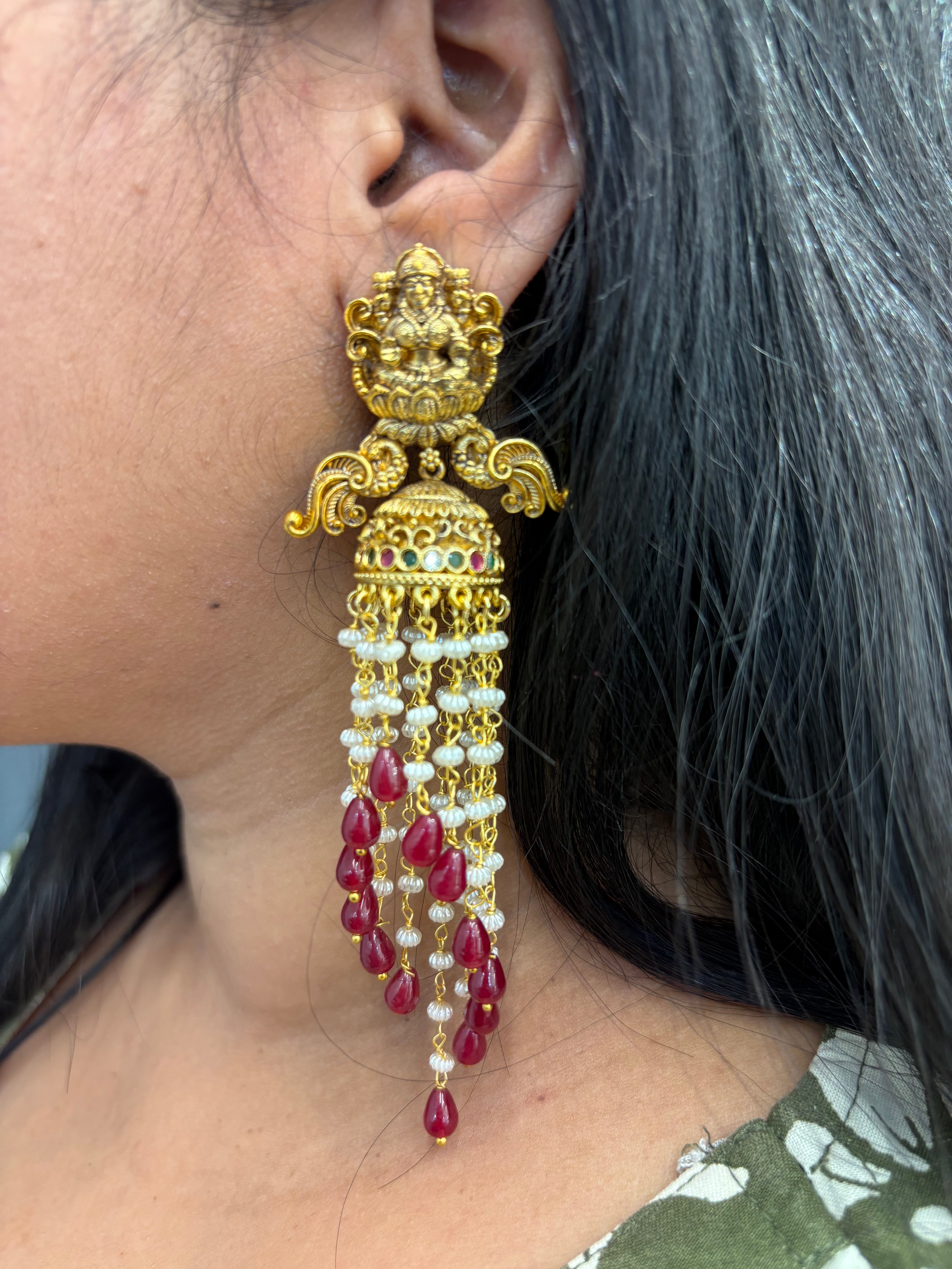 Nakshi jumkies pearls set